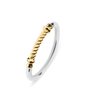 Унисекс пръстен в сребристо със златиста спирала размер 50 снимка