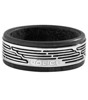 Мъжки пръстен в черно и сребристо с релефен дизайн снимка