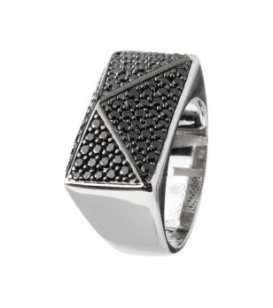 Дамски сребрист пръстен с цирконии снимка