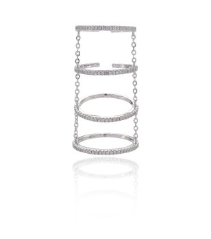 Елегантен сребрист пръстен с цирконии размери 56 снимка