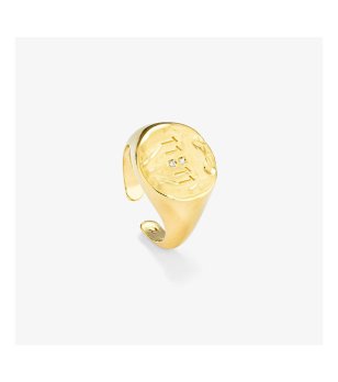 Златист дамски пръстен с гравировка 11:11 снимка