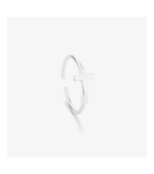 Дамски сребрист пръстен с кръст снимка