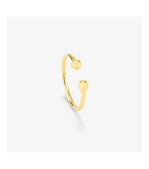 Отворен дамски пръстен в златисто с топчета снимка