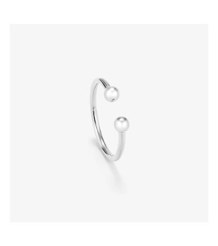 Дамски сребрист пръстен с топчета снимка