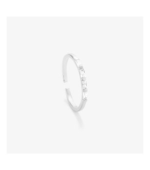 Дамски пръстен в сребристо пръстен с правоъгълни камъчета снимка