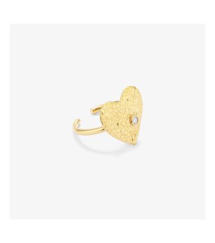 Регулируем златист пръстен със сърце снимка
