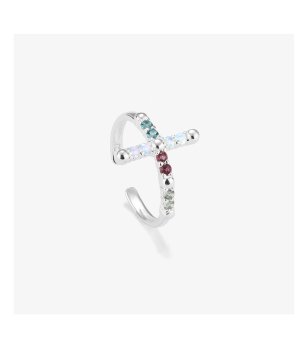 Пръстен в сребристо с кръст и камъни снимка