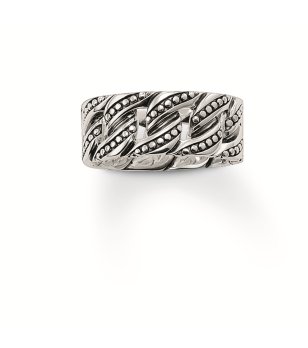 Дамски сребрист пръстен с релеф снимка