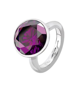 Дамски сребрист пръстен с лилав камък снимка