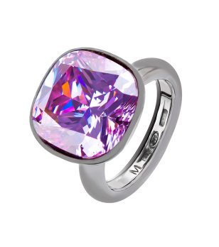 Дамски сребрист пръстен с камък в лилаво снимка