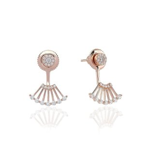 Обеци в розовозлатисто с цирконии снимка