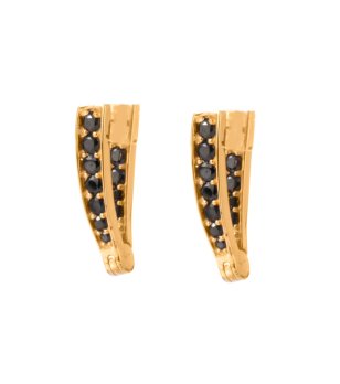 Обеци в златисто с черни камъни снимка