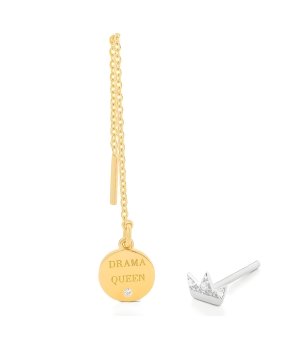 Обеци в златисто и сребристо Drama Queen снимка