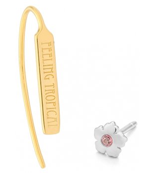 Дамски обеци в златисто и сребристо Tropical Feeling снимка