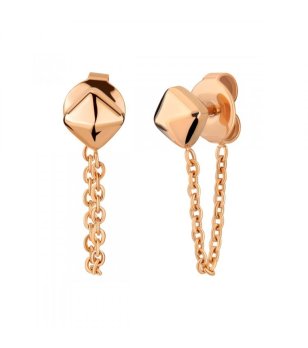 Обеци в розовозлатисто с верижка снимка