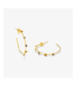 Златисти обеци халки с камъни снимка