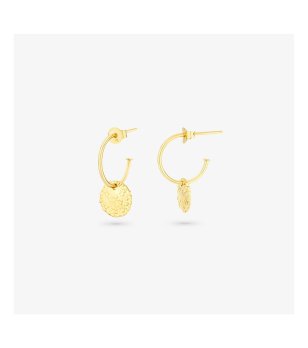 Златисти обеци с кръгли висулки снимка