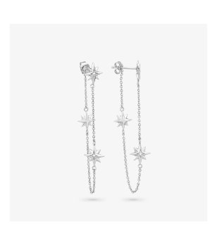 Висящи обеци в сребристо със звезди снимка