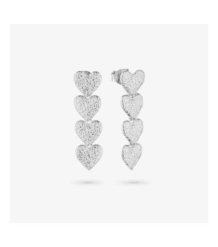 Дълги сребристи обеци сърца снимка