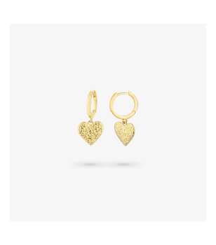 Златисти дамски обеци с висулки сърца снимка