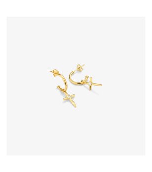 Обеци в златисто с кръстчета снимка