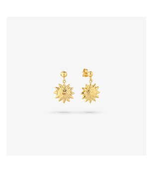 Обеци в златисто с висулка слънце снимка