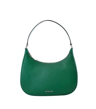 Зелена дамска кожена чанта с цип снимка