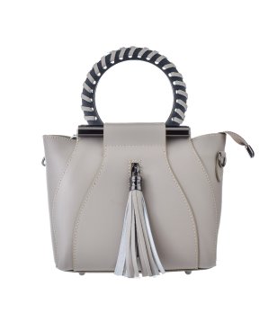 Дамска сива чанта с кръгли дръжки снимка