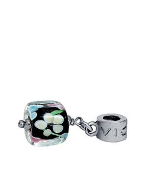 Талисман висулка черен флорален куб снимка