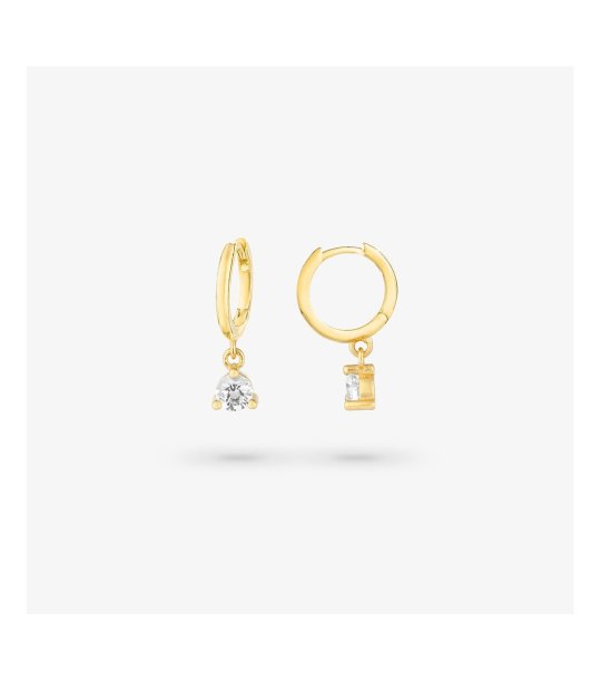 Обеци в златисто с висулка с камъче снимка