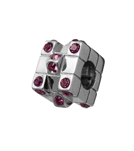 Кубичен талисман с цикламени кристали снимка