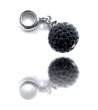 Сребрист талисман със сфера с черни камъни-1 снимка