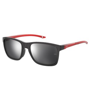 Мъжки слънчеви очила в черно с червени дръжки снимка