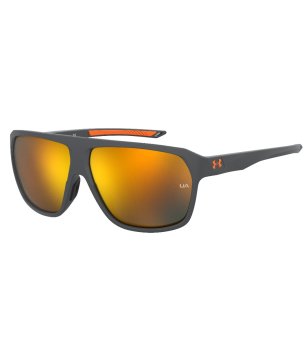 Унисекс слънчеви очила с рамка в сиво с оранжеви лещи снимка