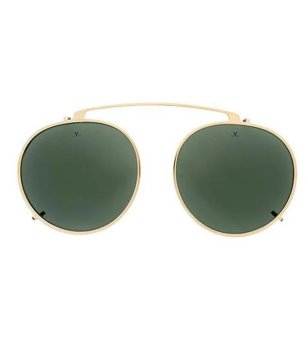 Кръгли очила с клипс със златиста рамка снимка