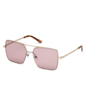 Дамски правоъгълни слънчеви очила с розови лещи снимка