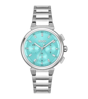 Дамски сребрист часовник с дисплей в светлосиньо снимка