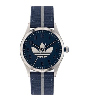 Мъжки часовник в тъмносиньо и сребристо с текстилна каишка снимка