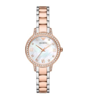 Дамски часовник с кристали с розовозлатисто и сребристо снимка