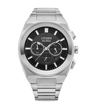 Мъжки соларен часовник в сребристо с черен цоиферблат снимка