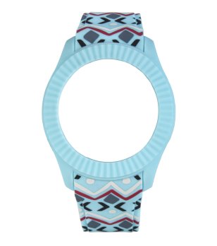 Силиконова каишка за часовник в светлосиньо с принт снимка