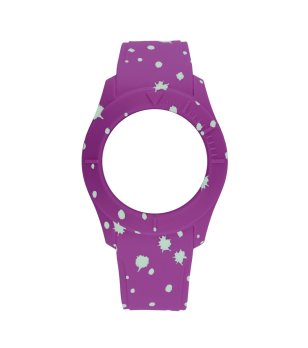 Силиконова каишка за часовник в лилаво с принт снимка