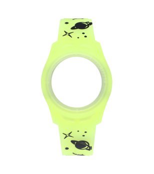 Силиконова каишка за часовник в неоновожълто с принт снимка