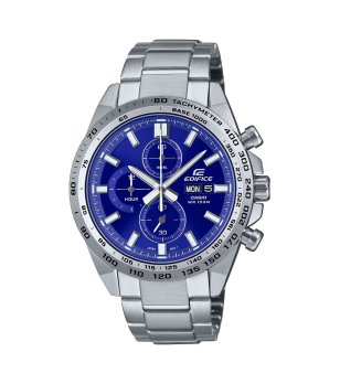 Аналогов мъжки часовник хронограф в сребристо и синьо снимка