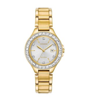 Аналогов златист дамски часовник с камъни снимка