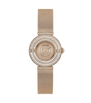 Дамски розовозлатист часовник с кристали снимка