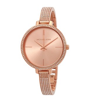 Дамски розовозлатист часовник с кристали снимка