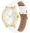 Дамски кварцов часовник в златисто с бяла кожена каишка-1 снимка