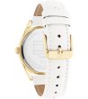 Дамски кварцов часовник в златисто с бяла кожена каишка-2 снимка