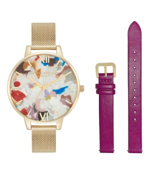 Дамски златист часовник  с допълнителна каишка снимка